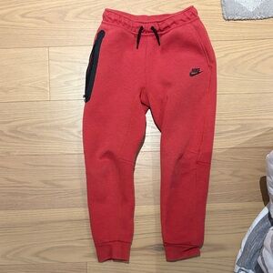Nike Tech Kids Red Sweatpants with Black Accents